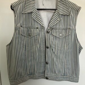 Striped Denim Vest Vintage
